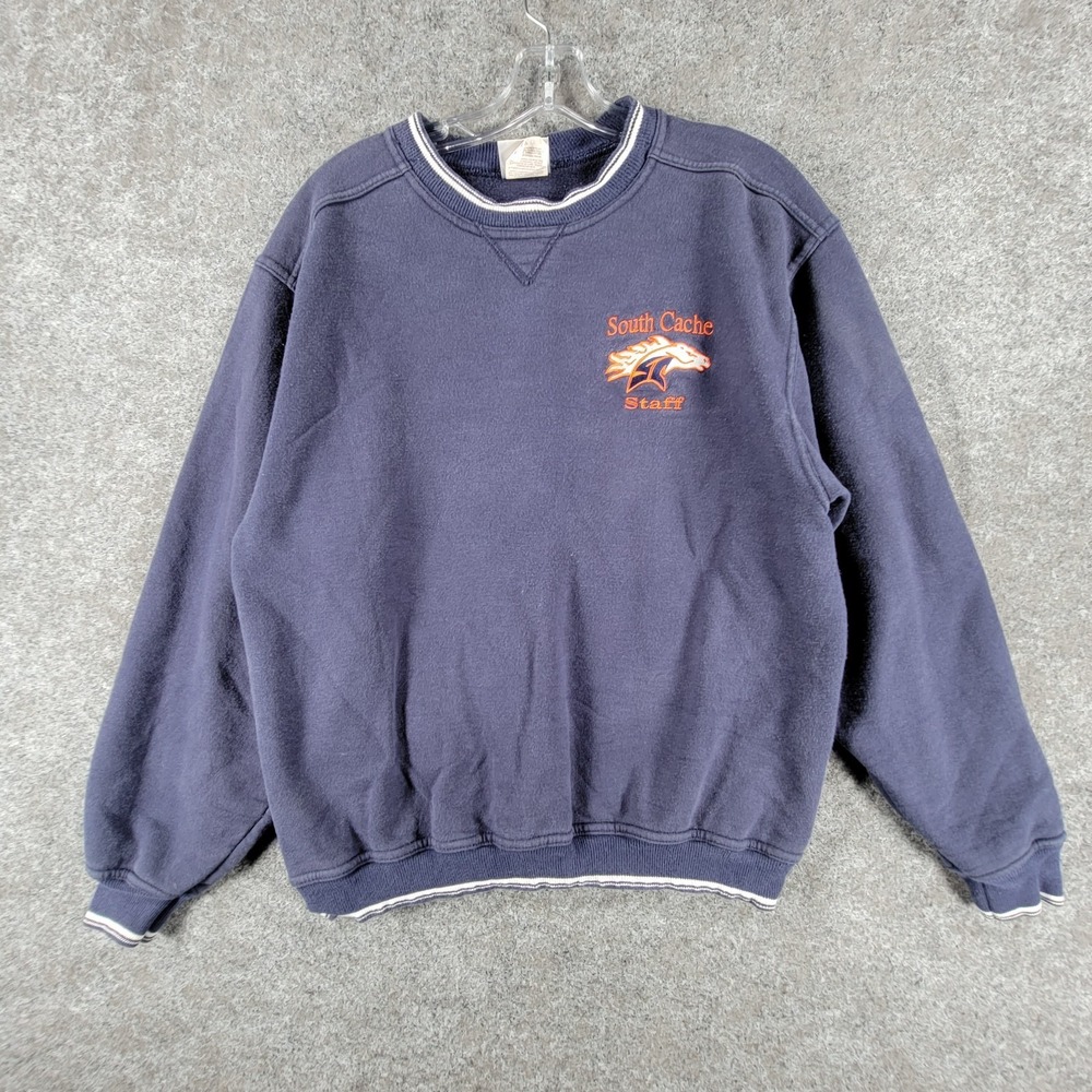 Vintage Jerzees Activewear Sweatshirt Mens M Navy‎ Blue South Cache Staff